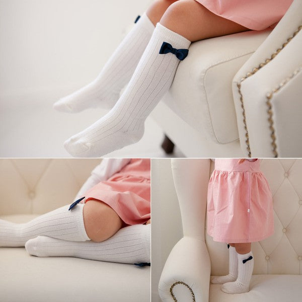 Nana Ribbon Knee Socks (Navy/Ivory) - Go PJ Party