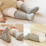 Fur Cuff Knee Socks (Grey/Ivory/Navy) - Go PJ Party