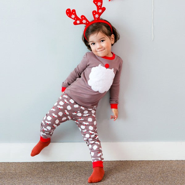 Santa Brown Long Sleeve Pajama - Go PJ Party