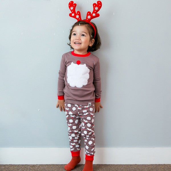 Santa Brown Long Sleeve Pajama - Go PJ Party