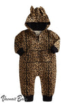 Leopard Cotton Hoodie Romper - Go PJ Party