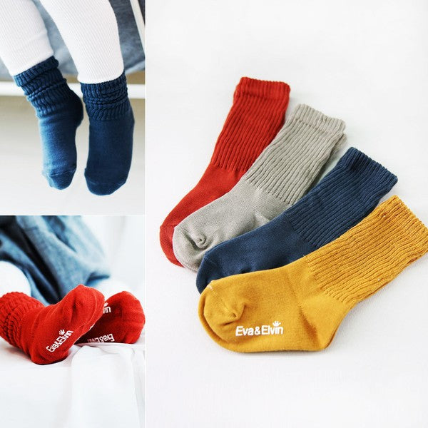 Bold Color Toe Warmer Socks (Brick/Mustard/Navy/Grey) - Go PJ Party