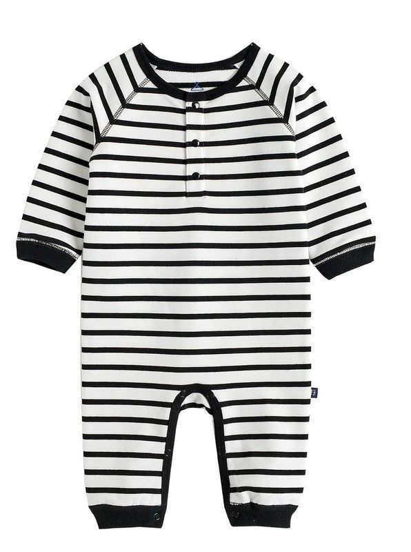 Button Stripe Romper - Go PJ Party