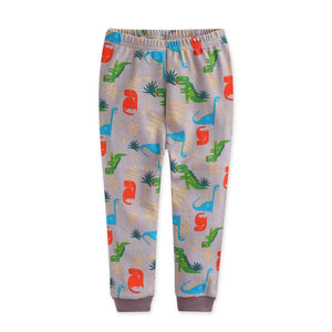 Dino King Grey Long Sleeve Pajamas - Go PJ Party