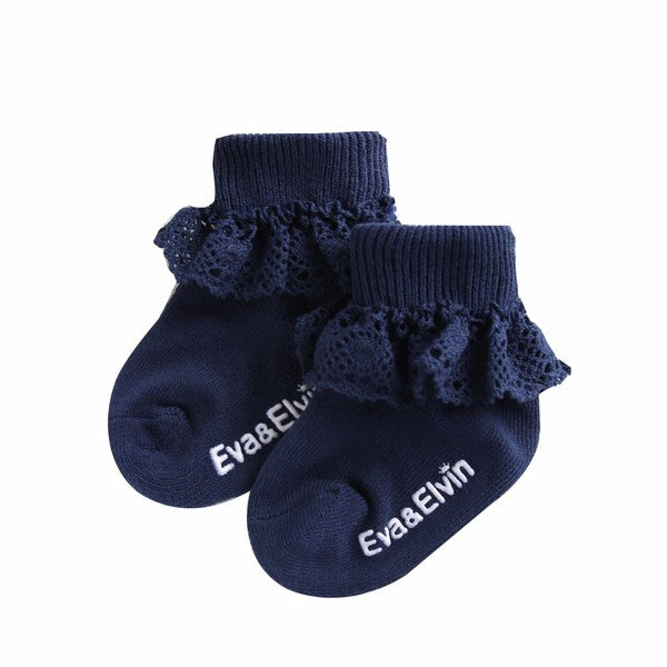 Classic Frill Ankle Socks (Black/Navy/White/Pink) - Go PJ Party