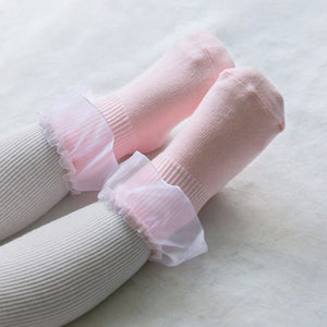 Tulle Dress Ankle Socks (Navy/White/Pink) - Go PJ Party