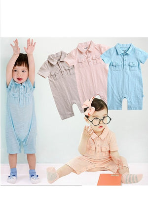 Macaron Baby Romper (Pink/Sky/Beige) - Go PJ Party