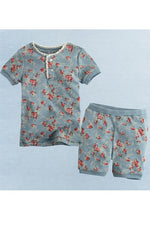 Flower Mint Short Sleeve Pajamas - Go PJ Party