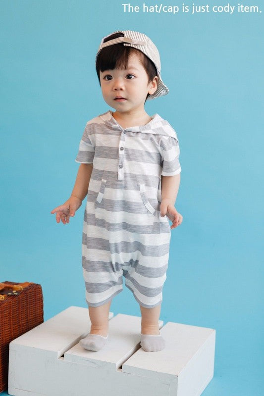 Striped Baby Hoodie Romper - Go PJ Party