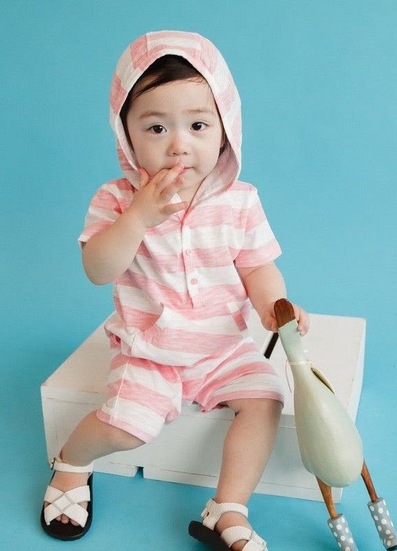 Striped Baby Hoodie Romper - Go PJ Party