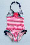 Striped Rose One Piece Swimsuit - Go PJ Party