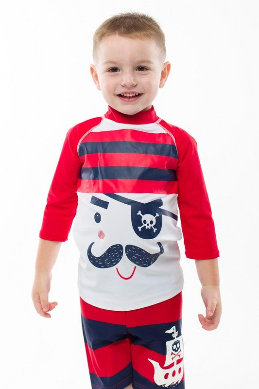 Pirate Captain 3/4 Sleeve Swimsuit Set - Go PJ Party