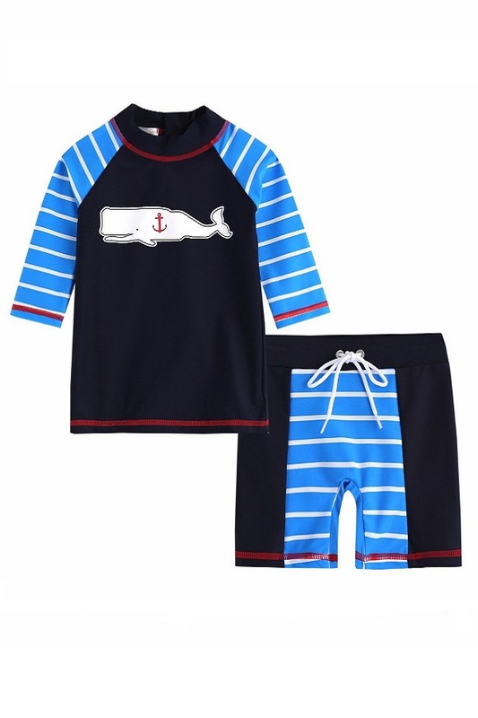 Marine Whale 3/4 Sleeve Swimsuit Set - Go PJ Party