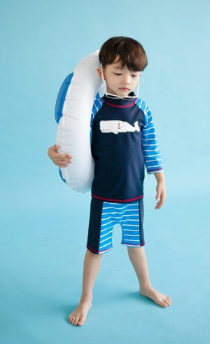 Marine Whale 3/4 Sleeve Swimsuit Set - Go PJ Party