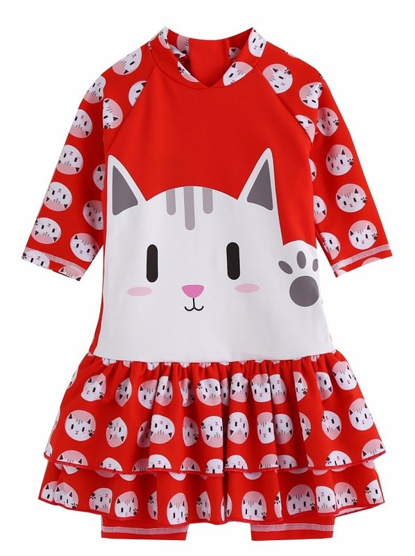 Hello Cat Baby 3/4 Sleeve Swimsuit - Go PJ Party
