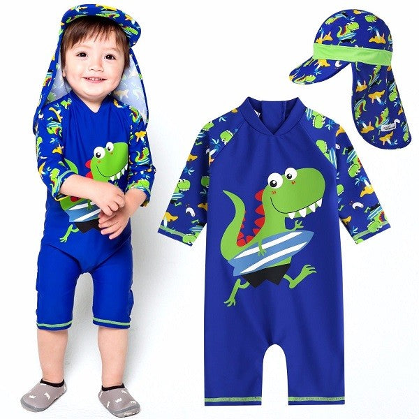 Surfing Dino Baby 3/4 Sleeve Swimsuit - Go PJ Party