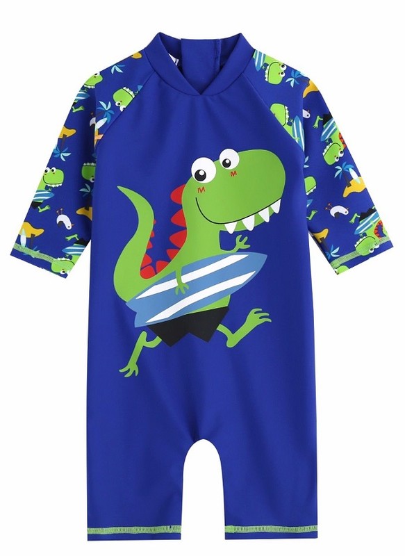 Surfing Dino Baby 3/4 Sleeve Swimsuit - Go PJ Party