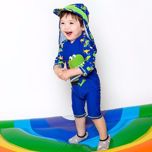 Surfing Dino Baby 3/4 Sleeve Swimsuit - Go PJ Party