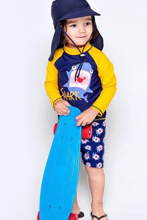 Yellow Shark Long Sleeve Swimsuit Set - Go PJ Party