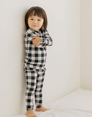 Window Check Black Long Sleeve Pajama