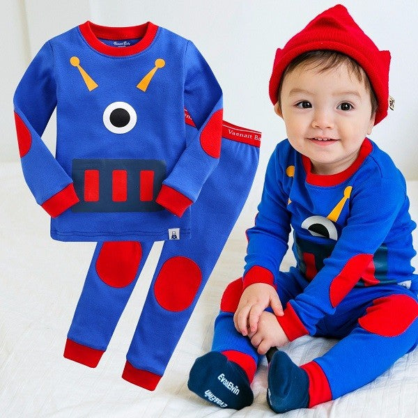 Blue Robot Long Sleeve Pajama - Go PJ Party