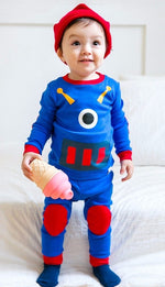 Blue Robot Long Sleeve Pajama - Go PJ Party