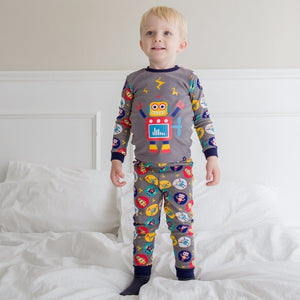 Mega Robot Grey Long Sleeve Pajama - Go PJ Party