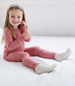 Shirring Dusty Pink Long Sleeve Pajama - Go PJ Party