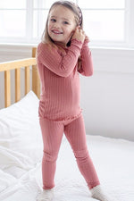 Shirring Dusty Pink Long Sleeve Pajama - Go PJ Party