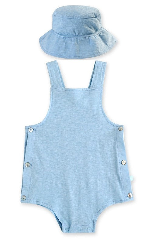 Newborn Infant Baby Bodysuit with Blue Hat Apron - Go PJ Party