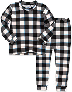 Window Check Black Long Sleeve Pajama