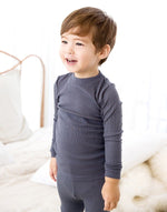 Rib Charcoal Long Sleeve Pajama - Go PJ Party