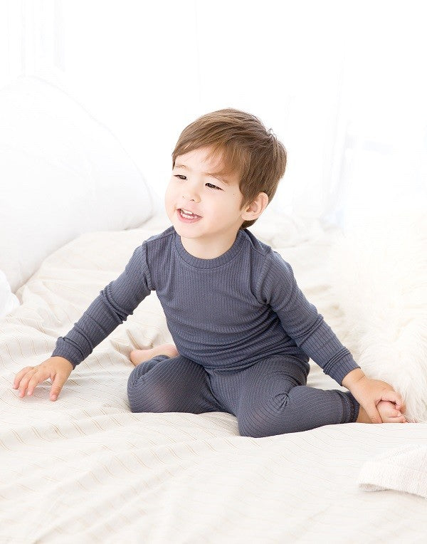 Rib Charcoal Long Sleeve Pajama - Go PJ Party