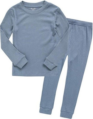 Rib Blue Long Sleeve Pajama - Go PJ Party