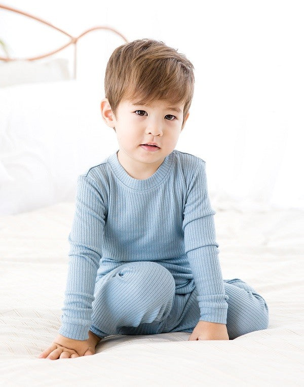 Rib Blue Long Sleeve Pajama - Go PJ Party