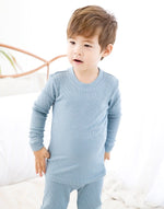 Rib Blue Long Sleeve Pajama - Go PJ Party