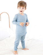 Rib Blue Long Sleeve Pajama - Go PJ Party