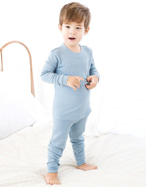 Rib Blue Long Sleeve Pajama - Go PJ Party