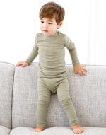 Rib Khaki Long Sleeve Pajama - Go PJ Party