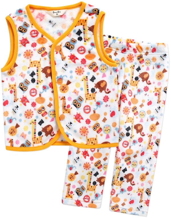 Yellow Zoo Park Fleece Vest Pants Set - Go PJ Party