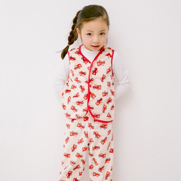 Red Crane Fleece Vest Pants Set - Go PJ Party