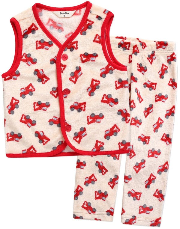 Red Crane Fleece Vest Pants Set - Go PJ Party