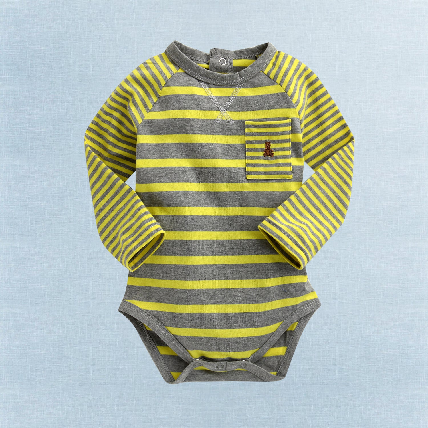 Stripe Bodysuit 3 pack (PinkGrey/YellowGrey/PinkBlue) - Go PJ Party