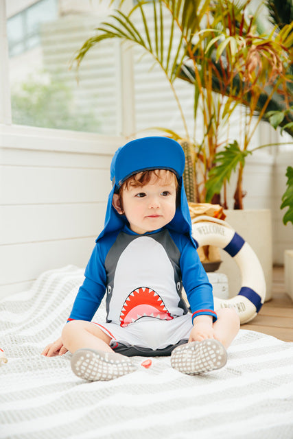 Baby Jaws White Baby 3/4 Sleeve Swimsuit - Go PJ Party