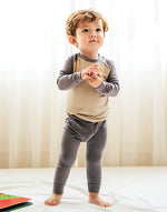 Grey & Beige Modal Raglan Long Sleeve Pajama - Go PJ Party