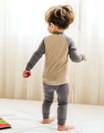 Grey & Beige Modal Raglan Long Sleeve Pajama - Go PJ Party