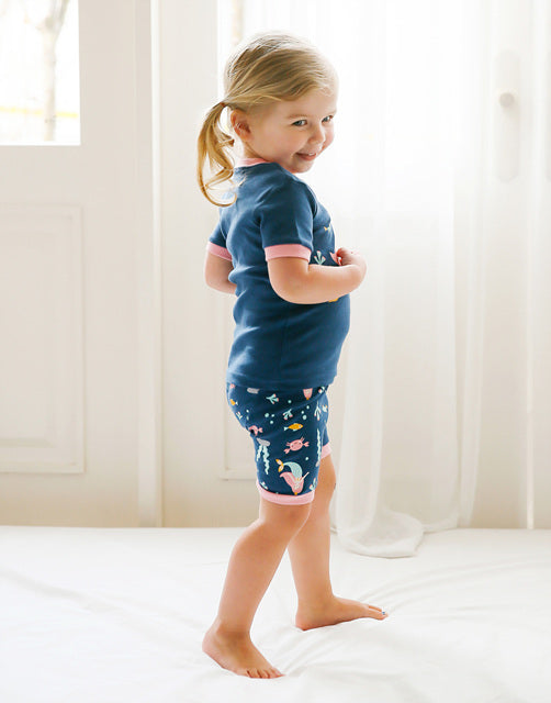 Mermaid Navy Short Sleeve Pajamas