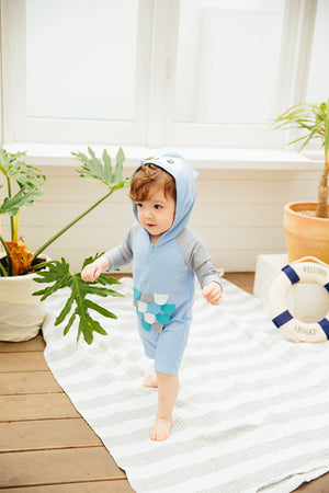 Baby Owl Sky Hoodie Baby 3/4 Sleeve Swimsuit - Go PJ Party