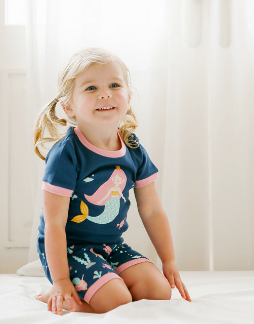 Mermaid Navy Short Sleeve Pajamas