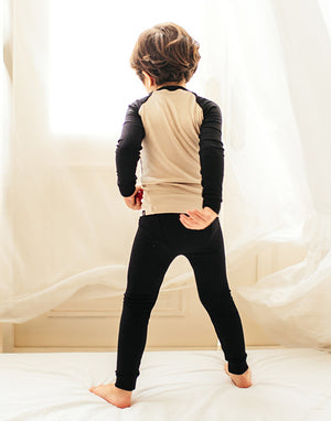 Black & Beige Modal Raglan Long Sleeve Pajama - Go PJ Party